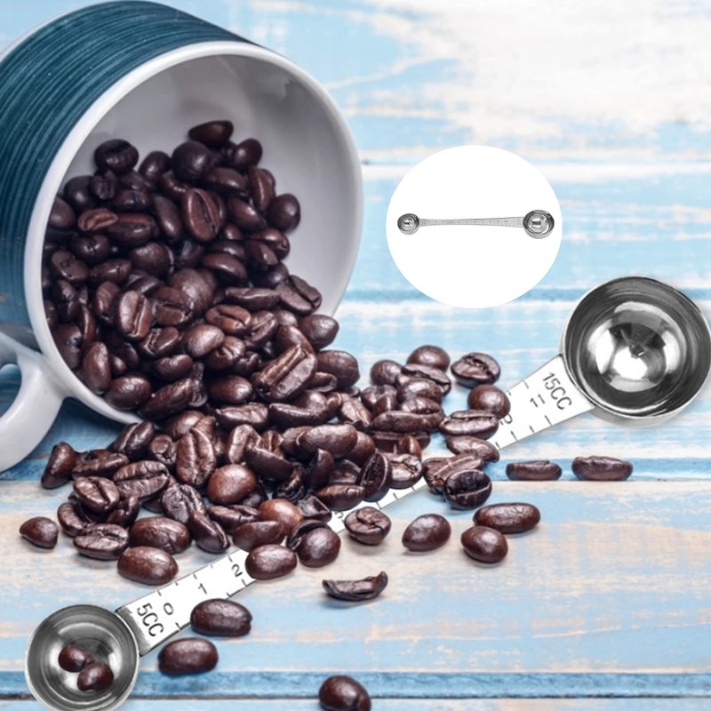 Dual Sided Measuring Spoons, 5ml and 15ml Stainless Steel Coffee