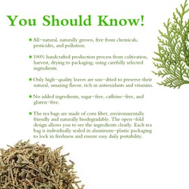 Soilmount 100% Natural Leaf of Arborvitae,Thuja Leaf Wild Harvested,(Green leaf of Arborvitae/Thuja/측백엽/侧柏叶/Ce bai ye) Non-GMO, Caffeine-Free,18 Bleach-Free Tea Bags