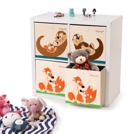 Flöckchen Children's storage box, toy box for children's room, toy box (33 x 33 x 33 cm) fits in the Kallax shelf, children’s animals motif
