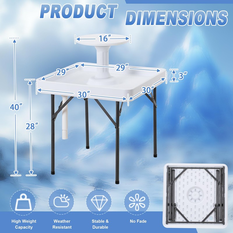 Haddockway Two-Tier Ice Cooler Table, Square Ice Tables for Parties