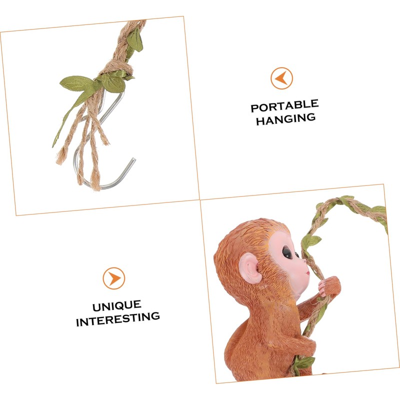 KONTONTY Adorable Hanging Monkey Ornament Unique Resin Monkey Sculpture for