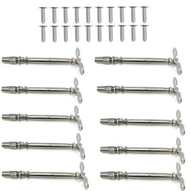 VOTOER Swageless Wall Toggle Turnbuckle Tensioner Stainless Steel Marine Grade T316 for 1/8" Cable Size (10 Packs)