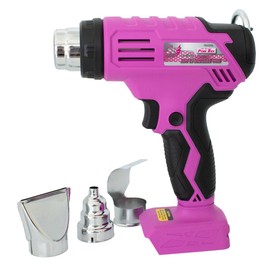 The Original Pink Box 20V Li-Ion Cordless Heat Gun | 2-Temp Settings up to 1022 °F, Includes 3 Nozzles, Bare Tool Only (Battery Not Included), Pink