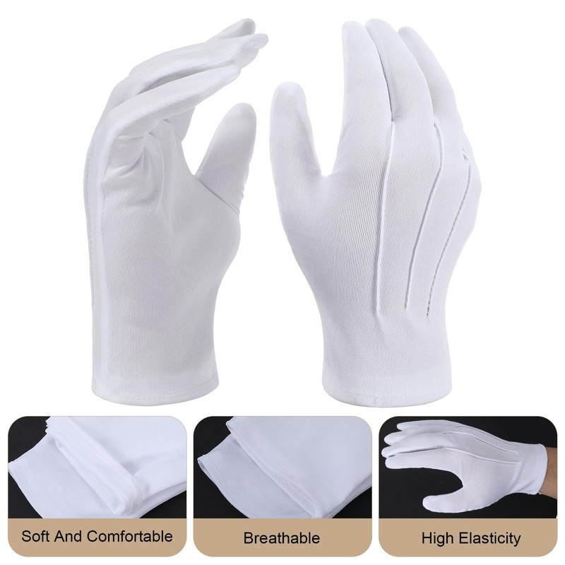 Wanmu 5 Pairs White Usher Gloves for Church for Men