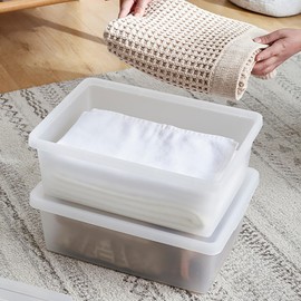 Sgoostood 15 QuartStackable Plastic Storage Bins with Lids,Container to Organize Shoes and Crafts on Closet Shelves,Garage, Totes, Tubs Boxes Organizing 4 Pack (N-2L)