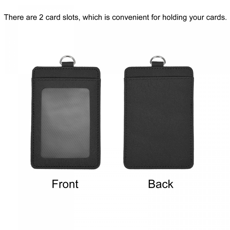sourcing map Badge Holder 11cm Vertical PU Leather ID Holder