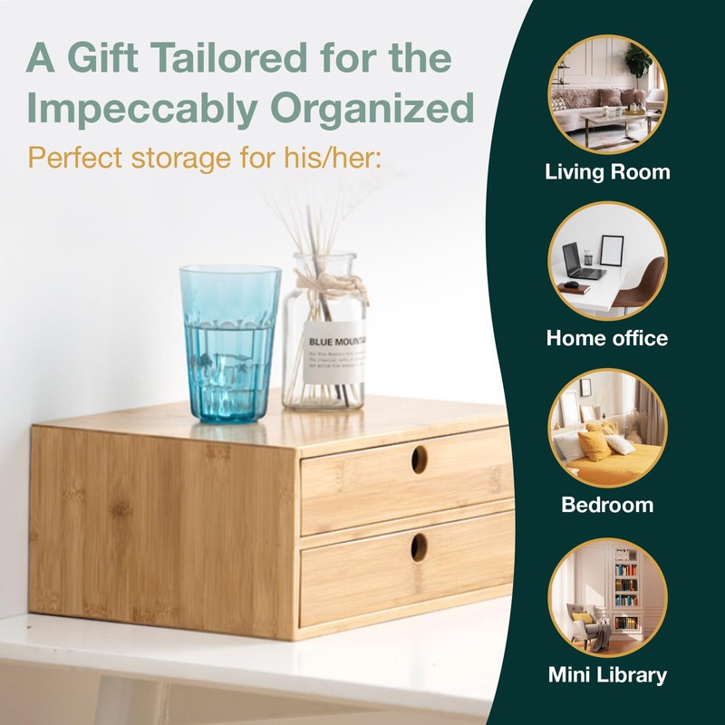 Set of 3 Bamboo Organizer Desktop Drawers - 1, 2,