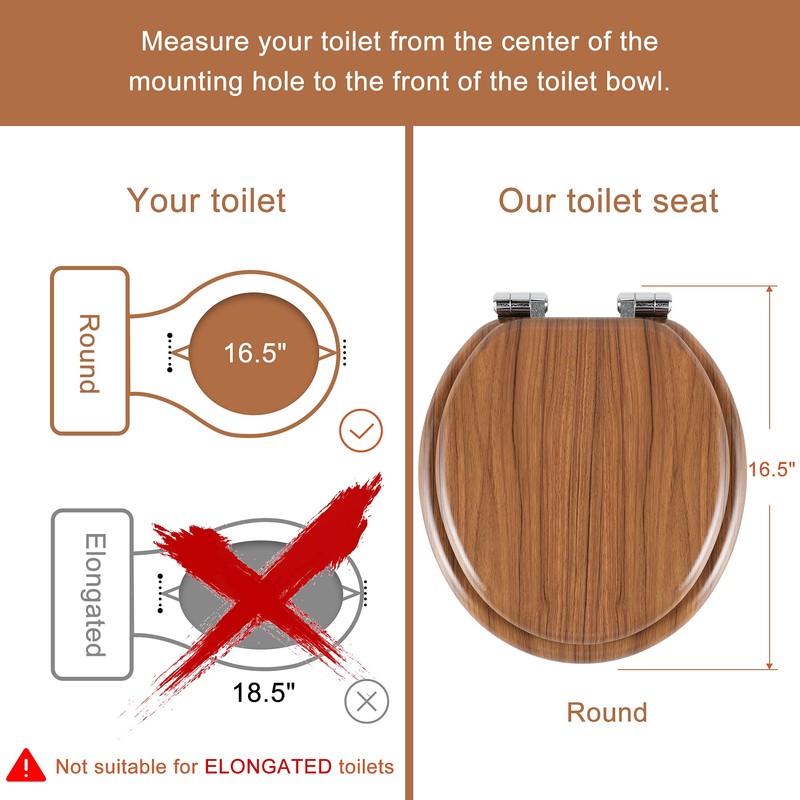 Round Toilet Seat Molded Wood Toilet Seat with Quietly Close