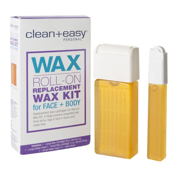 Clean + Easy Roll-On Wax Cartridge Refills Replacement Kit For Face & Body