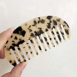 Large Wide Tooth Tortoise Shell Comb - 2 Pack Hair Detangling Comb for Thick Curly Wavy Hair (Style1, One Size)