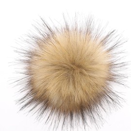 MAGICLULU 16pcs Faux Fur Pom Pom Balls with Elastic Loop Artificial Fluffy Pom Pom for Scarves Hats Gloves Bags Accessories (Brown 8cm)