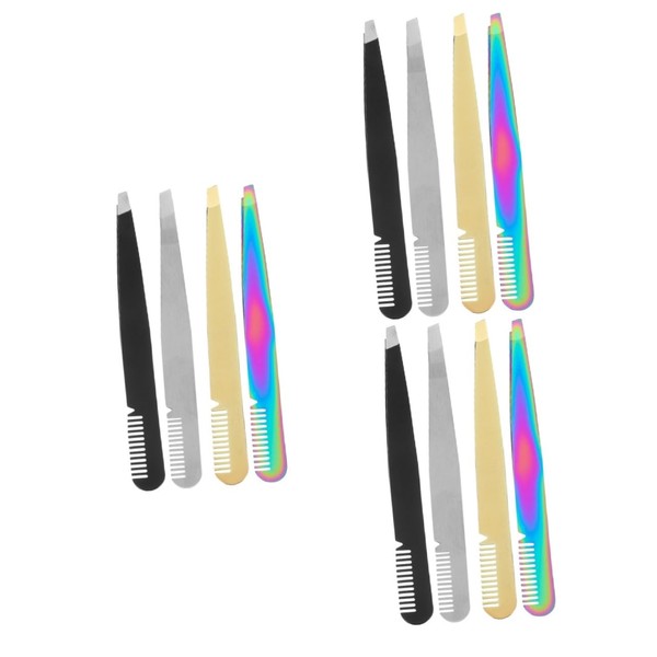 Baluue 3sets Professional Eyebrow Tweezers Slant Tip Hair Removal for