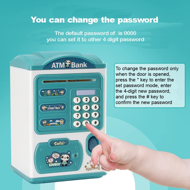 Piggy Bank Money Machine with Fingerprint& Password Code Mini ATM