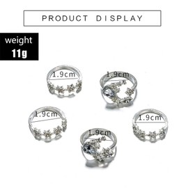 TseenYi Vintage Knuckle Rings Set Gold Half Open Moon Rings Stacking Finger Rings Retro Midi Rings Accessories Jewelry for Women and Girls (Silver)