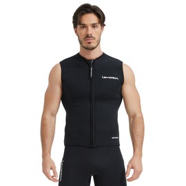 Lemorecn Wetsuit Top for Men Women,3mm Sleeveless Front Zip Neoprene Wetsuit Vest Jackets(CA2095black-XL)