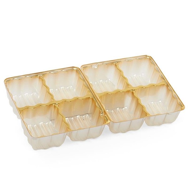 100ea - 6-1/2 X 3-1/2 Gold 8-Sq Cavities Candy Tray