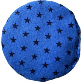 Organic Rye Grain Cushion Round Diameter 15 cm Fine Cord Royal Blue/Blue Stars