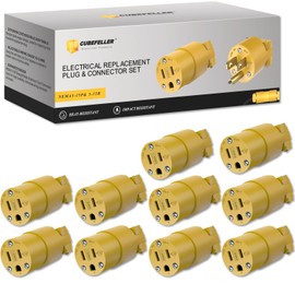 CUBEFELLER Extension Cord Ends Female Kit, Replacement Connector , 3 Prong, 15Amp, 125Volt, NEMA 5-15R, UL Listed, 10pcs,ER0110R(Yellow)