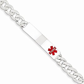 Sterling Silver Polished Medical Curb Link ID Bracelet