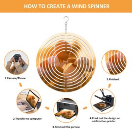 6 Pack 10 Inch Sublimation Wind Spinner Blanks, 3D Aluminum Wind Powered Kinetic Sculpture, Spinner Suspension Trim for Yards & Gardens（Round）