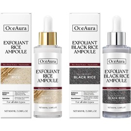 Suero Arroz Negro Niacinamida y Suero Arroz Niacinamida, 2 En 1 Kit de Sérum Facial, Luminosidad, Exfoliación, Líneas Finas, Arrugas, Fórmula Hipoalergénica para Todo Tipo de Piel（200ml）