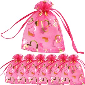 FAVORTALK Jewellery Pouches Organza Gift Bag 30 Pcs 90x120 mm/ 3.5 x 4.7 inches Mesh Candy Drawstring Bag for Wedding Favour Bags Birthday Anniversary Christmas Party Supplies, Rose