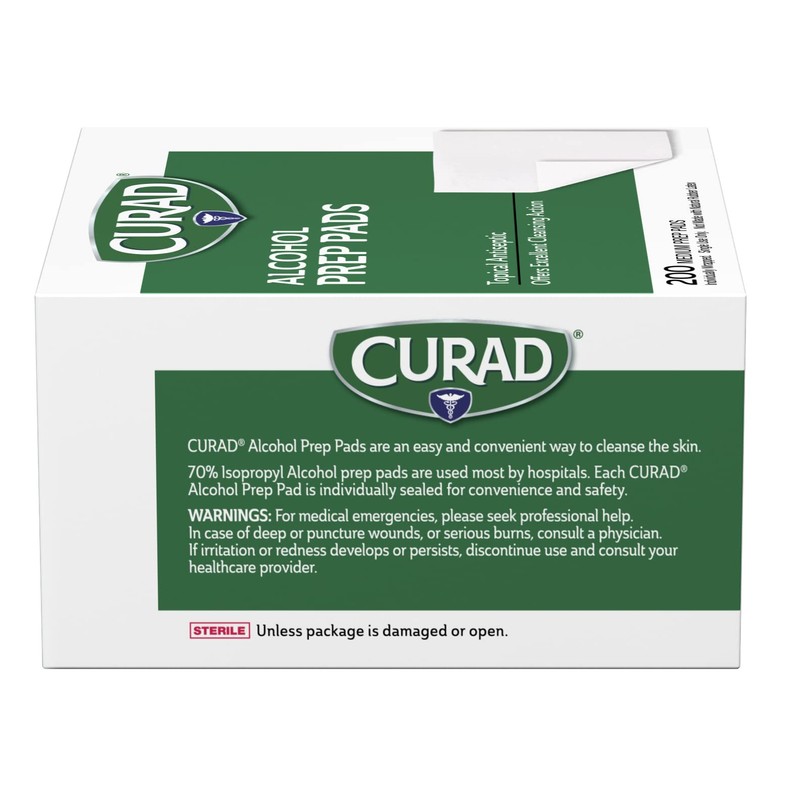 Curad Curad Alcohol Disinfectant Prep Pads, 2-ply, Medium Size, 200