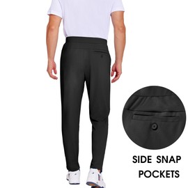 PINSPARK Golf Pants Mens Golf Joggers Pants for Men Lightweight Quick Dry Elastic Waist Workout Casual Men's Pants Black
