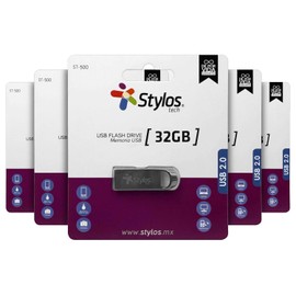 PSA COMPUTO Y PAPELERIA Kit de 5 Memorias USB 32GB Stylos (STMUS532B) 2.0 compatibilidad con USB 3.0 ST500 es sinónimo de Estilo y Durabilidad Elegante