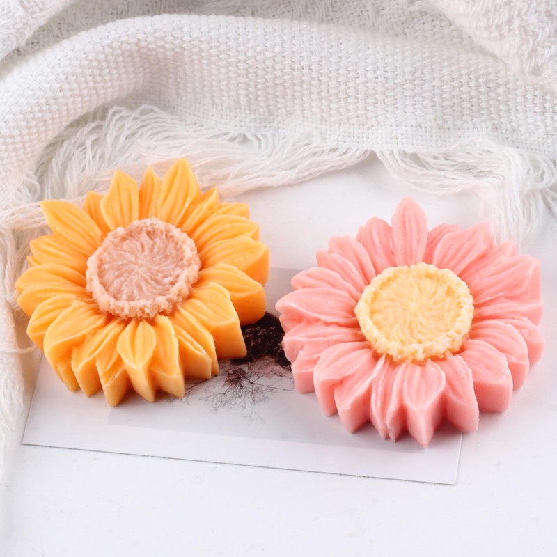 XIAOSHUI Sunflower Candle Mold Daisy Flower Candle Silicone Molds Flower