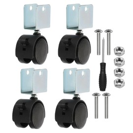 PATIKIL 2" Swivel Caster with 1" U Bracket, 4 Pack 360° Rotation Swivel No Noise Wheel with Brake Total 132 Lbs Galvanized Surface Caster for Furniture Legs