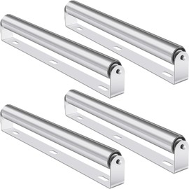 Therwen Pack of 4 Boat Trailer Roller with Bracket Set Conveyor Rollers 1.5" Diameter Kayak Roller Metal Roller with Bracket for Transporting Raft Industrial Use (Silver, 10'' Long)