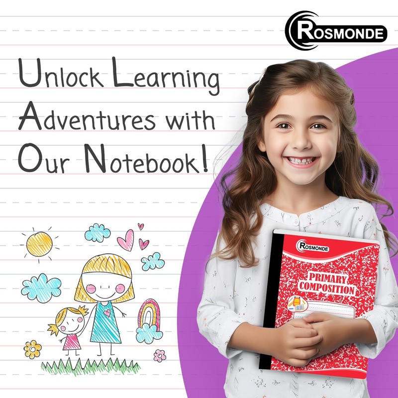 Rosmonde Composition Notebooks Primary Ruled 5 Pack, 200 Pages (100