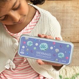 COTTON TWIST Kids Mermaid Bracelet Making Craft Kit - Children Creative Beading Jewellery Designing DIY Play Set with Tin - Suitable for 3-8 Years