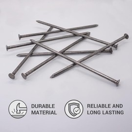 (Pack of 8) Carbon Steel 15/64" x 7-7/8" (6.0 x 200 mm) Construction Nails Flat Round Head Multi-Purpose Common Wire Nails Woodworking
