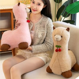 OUKEYI 13.7" /35cm Alpaca Plush Toy, Llama Stuffed Animal Momo alpaca plush toy Alpaca Plush Doll Gift for Girls Birthday Wedding Home Decor (Pink)