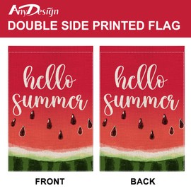 AnyDesign Watermelon Garden Flag 12.5 x 18 Inch Hello Summer Yard Flag Waterproof Double-Sided Seasonal Decorative Outdoor Flag for Farmhouse Spring Lawn Patio DecorationL8