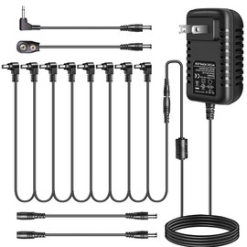 Godtone Guitar Pedal Power Supply Adapter 9V DC 2A 2000ma with8 Way Daisy Chain Cables for Guitar Effect Pedals