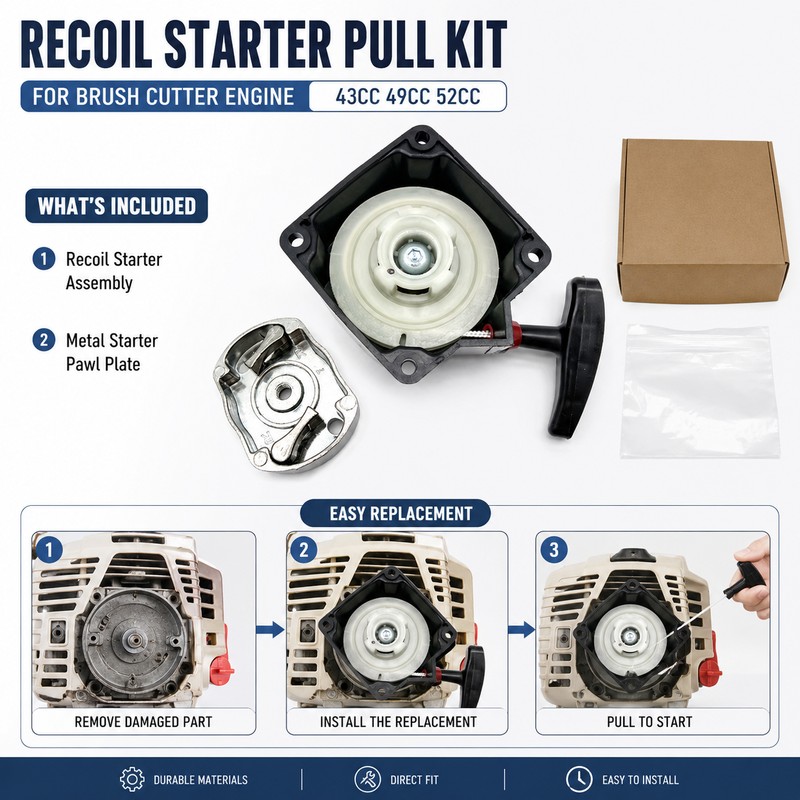 Recoil Starter Pull Kit for Brush Cutter Engines – Replacement