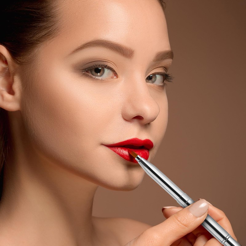 Retractable Lip Makeup Brush Portable Dual End Lipstick Brush Lipstick
