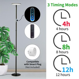 chiphy Grow Lights, Full Spectrum LED Plant Light for Indoor Plants, 4/8/12H Timer, 40W Grow Lamp, 10 Level Dimmable Brightness, 69" Heights Adjustable, Remote Control, Ideal for Large Tall Plants