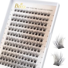 BEFER Lash Clusters, 144 Pcs 3D Curl Eyelash Clusters Volume Individual Lashes Extensions 10-16MM Wispy Eyelash DIY At Home(Hush, ZE05)