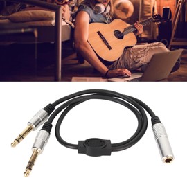 6.35 mm Splitter Y Cable, 1/4 Inch 6.35 mm Mono Female to Two 1/4 Inch 6.35 mm Male Splitter Cable with Gold-Plated Connectors for Amplifiers, Microphones, Mixers etc