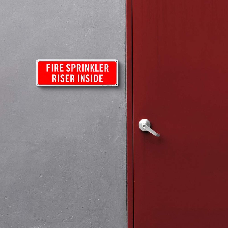 Fire Sprinkler Riser Inside Sign, 12"x 4" .04" Aluminum Reflective