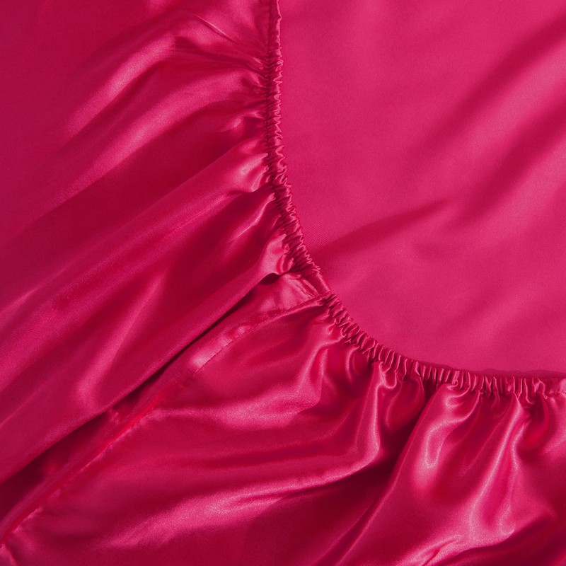 ROOEE Satin Silk Fitted Sheet with Pillowcase Set Breathable Soft