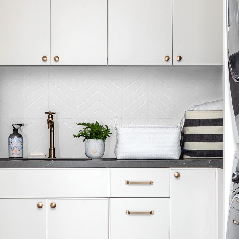 STICKGOO 10 Sheets Thicker Herringbone Peel and Stick Backsplash, 12.6”×9.7”