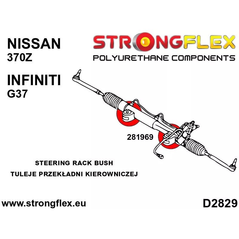 Strongflex PU Steering Rack Bushing Sport 281969A fits Nissan 370Z,