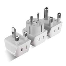 Ceptics African Travel Adapter Set 2 in 1 USA to Africa, S. Africa, Nigeria, Ghana, Uganda (Type M, E/F, Type G) - 3 Pack (Does Not Convert Voltage)