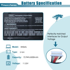 Vmaxxfanee BN06XL Laptop Battery for HP Spectre X360 15-EB0000 Series 15-EB0043DX 15-EB1043DX 15-EB0053DX 15-EB0005UR 15-EB0005NI SeriesNotebook BN06072XL HSTNN-IB9A L68299-005 01AY968 01AY969