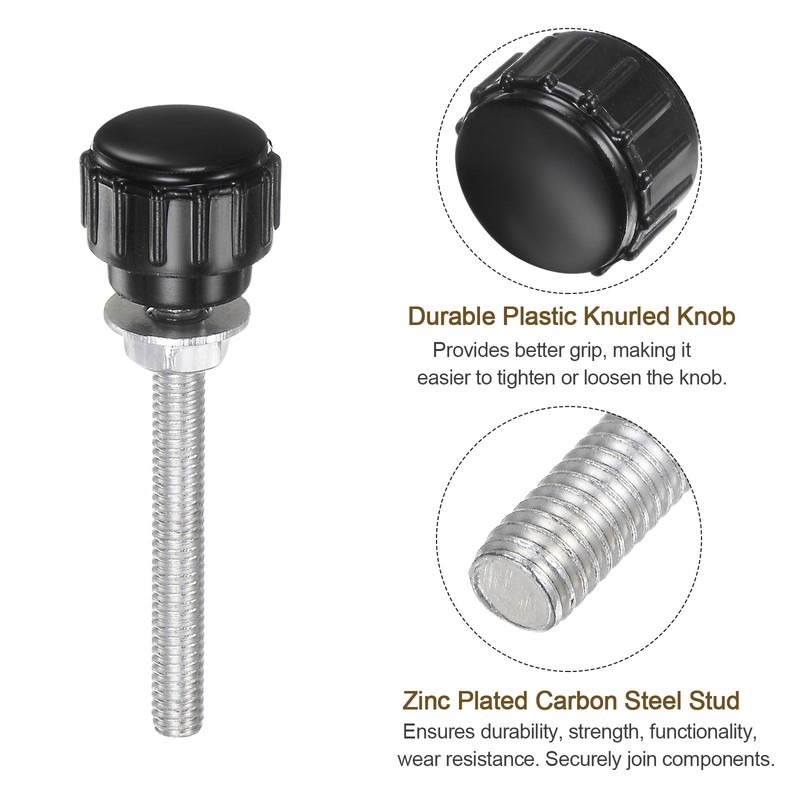 QUARKZMAN Set of 4 M4 x 40 mm Thread Knurled